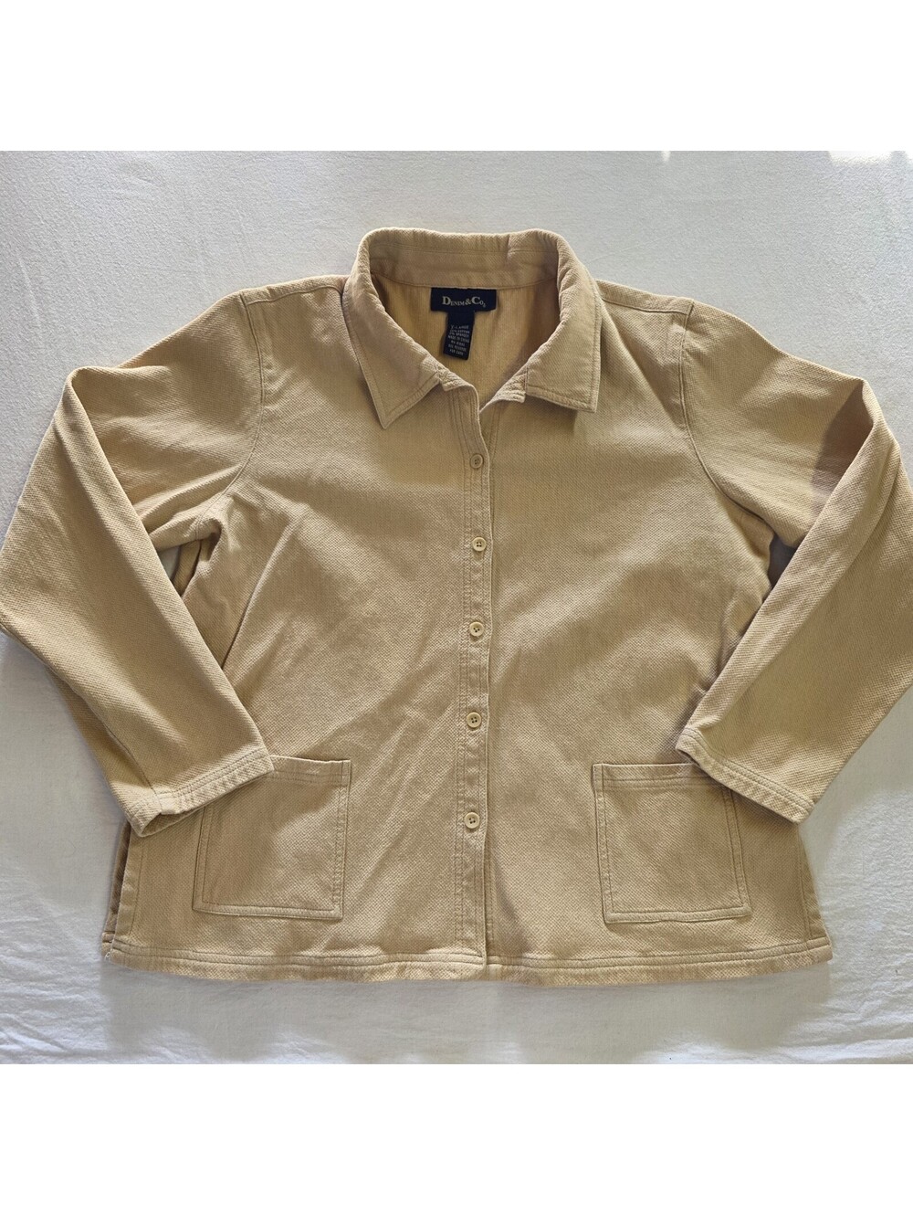 Denim & Co Tan Shirt Jacket Shacket Womens XL Cotton Stretch Pockets